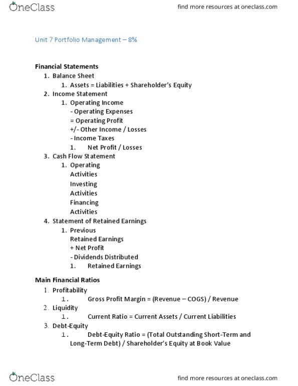 Financial Services _Ã‡Ã´ Client Services RFC126 Chapter Notes - Chapter 7: Cash Flow Statement, Retained Earnings, Income Statement thumbnail