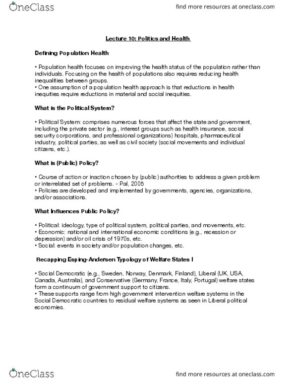 HLST 1010 Lecture Notes - Lecture 10: Population Health, Neoliberalism, United States House Committee On Oversight And Government Reform thumbnail