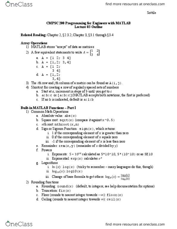 CMPSC 200 Lecture Notes - Lecture 3: Matlab, Square Root, Prime Number thumbnail