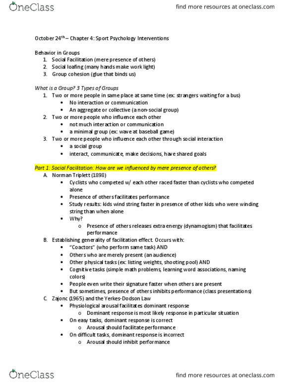 Psychology 2990A/B Lecture Notes - Lecture 4: Social Loafing, Equatorial Guinea thumbnail