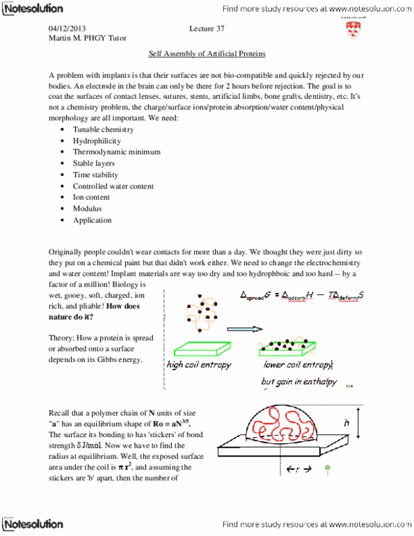 CHEM 204 Lecture Notes - Polyelectrolyte, Ion, Adsorption thumbnail