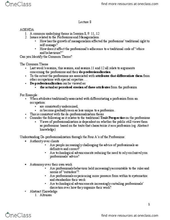 SOC355H5 Lecture Notes - Lecture 8: Credentialism And Educational Inflation, Knowledge Economy, Managerialism thumbnail