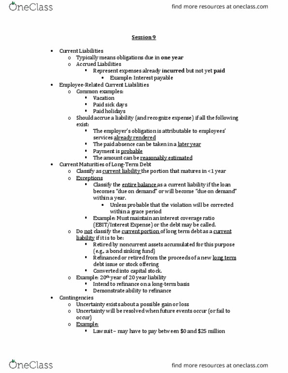 ACCT30110 Lecture Notes - Lecture 9: Current Liability, Session 9, Sinking Fund thumbnail