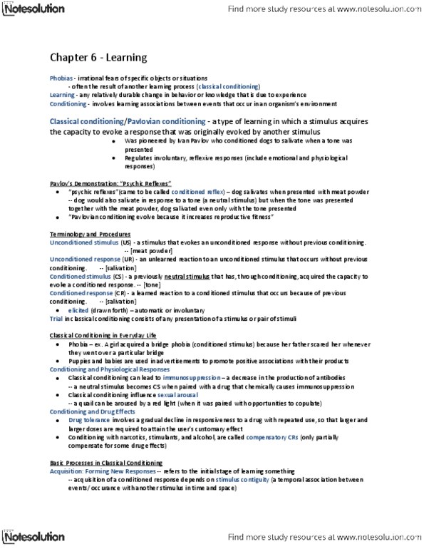 PSY100Y5 Chapter Notes - Chapter 6: Conditioned Taste Aversion, Token Economy, Albert Bandura thumbnail