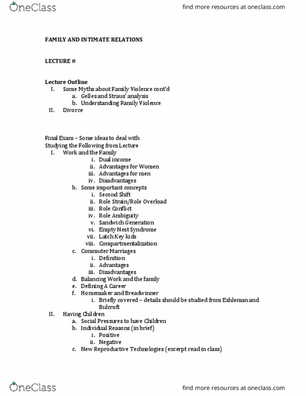 SOCIOL 62 Lecture Notes - Lecture 23: Role Conflict, Childlessness thumbnail