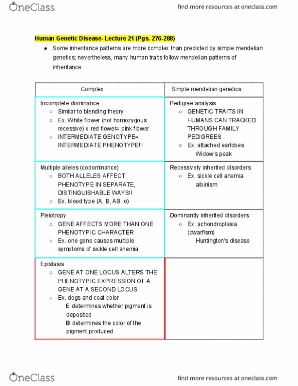 BIO SCI 93 Lecture Notes - Lecture 21: Quantitative Trait Locus, Mendelian Inheritance, Sickle-Cell Disease thumbnail