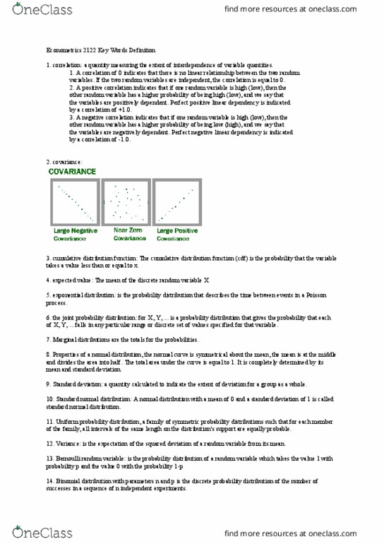 Economics 2122A/B Chapter Notes - Chapter 1-6: Cumulative Distribution Function, Bernoulli Distribution, Random Variable thumbnail