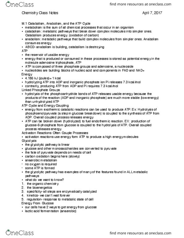 BMB 208 Lecture Notes - Lecture 12: Phosphate, Endothermic Process, Phosphoenolpyruvic Acid thumbnail