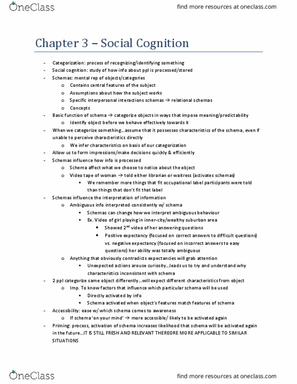 Psychology 2070A/B Chapter Notes - Chapter 3: Social Cognition, Ingroups And Outgroups, Counterfactual Thinking thumbnail