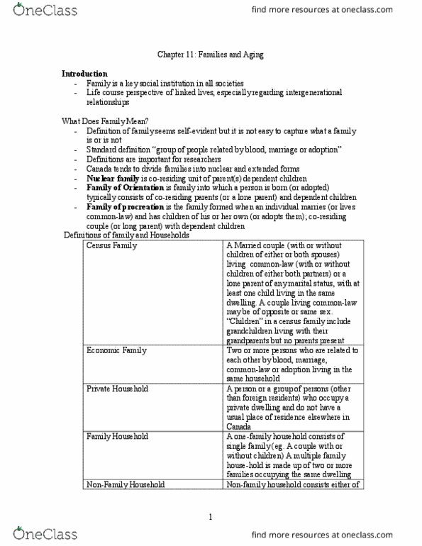 Sociology 2202 Chapter Notes - Chapter 11: Standard-Definition Television, Nuclear Family, Pauperism thumbnail