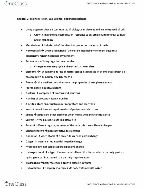 BISC104 Chapter Notes - Chapter 2: Partial Charge, Hydrogen Bond, Glossary Of Riemannian And Metric Geometry thumbnail