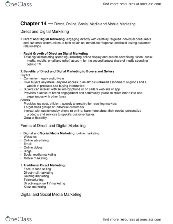 BUAD301 Chapter Notes - Chapter 14: Social Media Marketing, Mobile Marketing, Online Advertising thumbnail