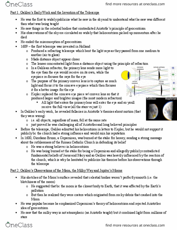 NATS 1745 Lecture Notes - Lecture 7: Galilean Moons, Eyepiece, Microbody thumbnail