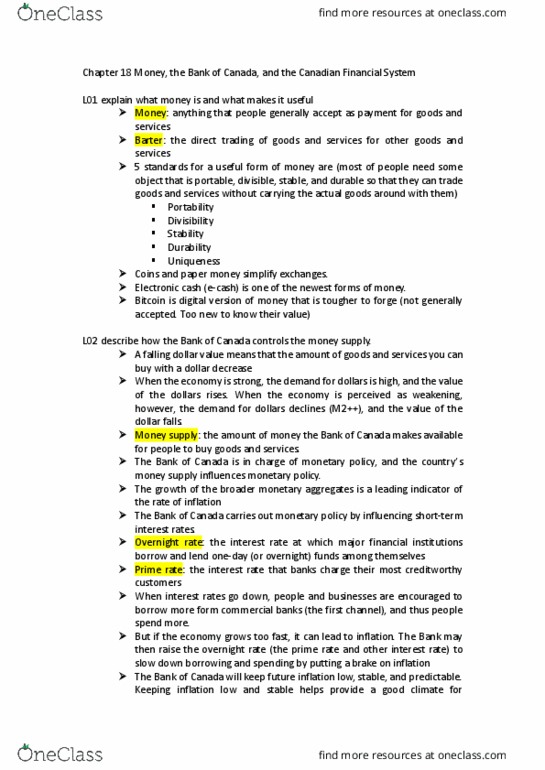 MB105 Chapter Notes - Chapter 18: Overnight Rate, Commercial Bank, Ecash thumbnail