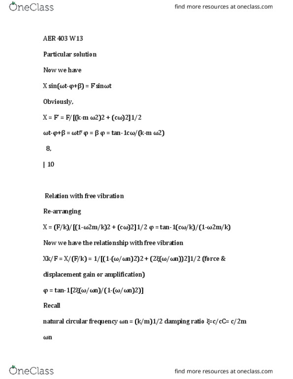 AER 403 Lecture Notes - Lecture 13: Damping Ratio, Interval Ratio, Quasi thumbnail