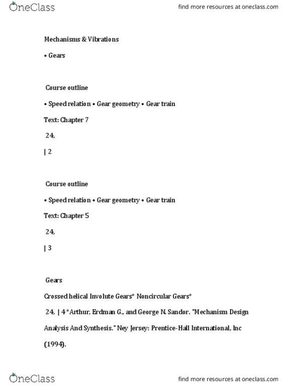 AER 403 Lecture Notes - Lecture 7: Gear Train, Involute, Tamiya Corporation thumbnail