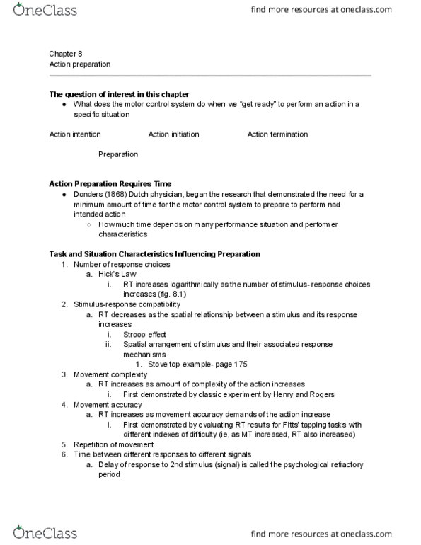 01:377:310 Lecture Notes - Lecture 8: Franciscus Donders, Psychological Refractory Period thumbnail