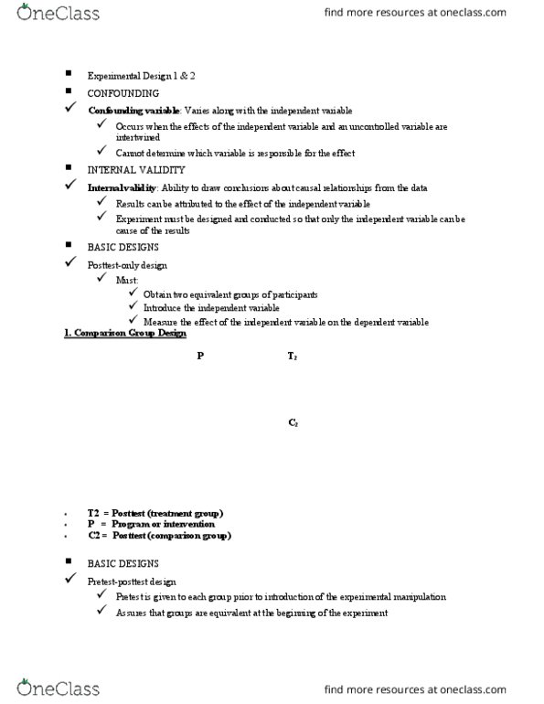 SPHR 2102 Lecture Notes - Lecture 6: Confounding, Dependent And Independent Variables, Internal Validity thumbnail