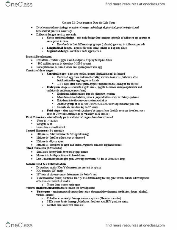 Psychology 1000 Lecture Notes - Lecture 12: Fetal Alcohol Spectrum Disorder, Umbilical Cord, Fallopian Tube thumbnail