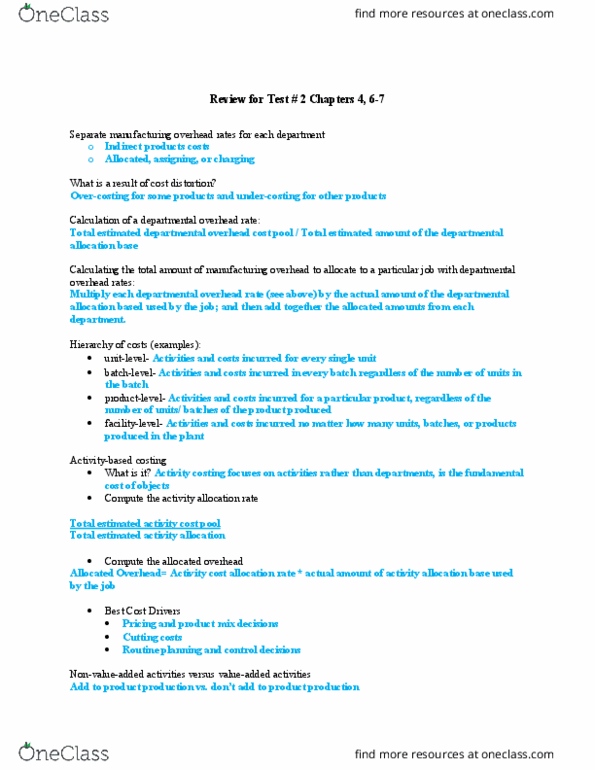 AC 212 Lecture Notes - Lecture 2: Contribution Margin, Fixed Cost, Variable Cost thumbnail