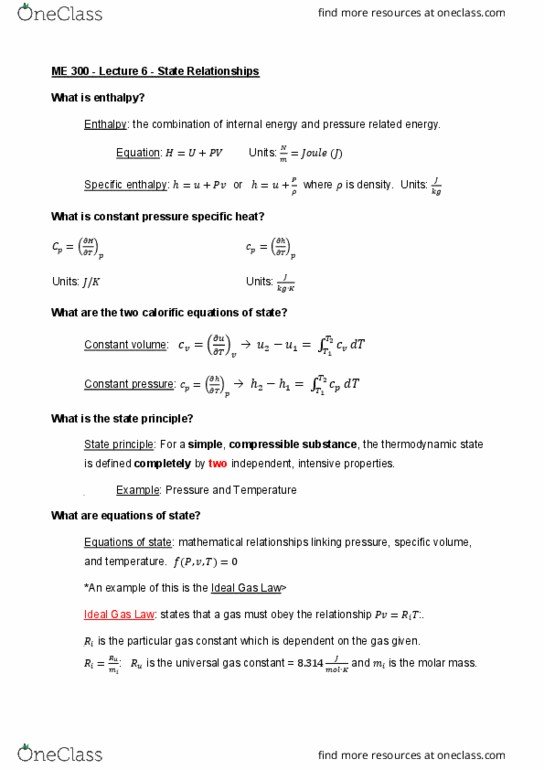 METEO 300 Lecture Notes - Lecture 6: Gas Constant, Ideal Gas Law, Ideal Gas thumbnail