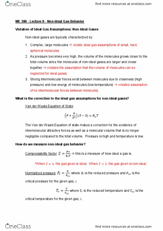 METEO 300 Lecture Notes - Lecture 8: Van Der Waals Equation, Intermolecular Force, Reduced Properties thumbnail