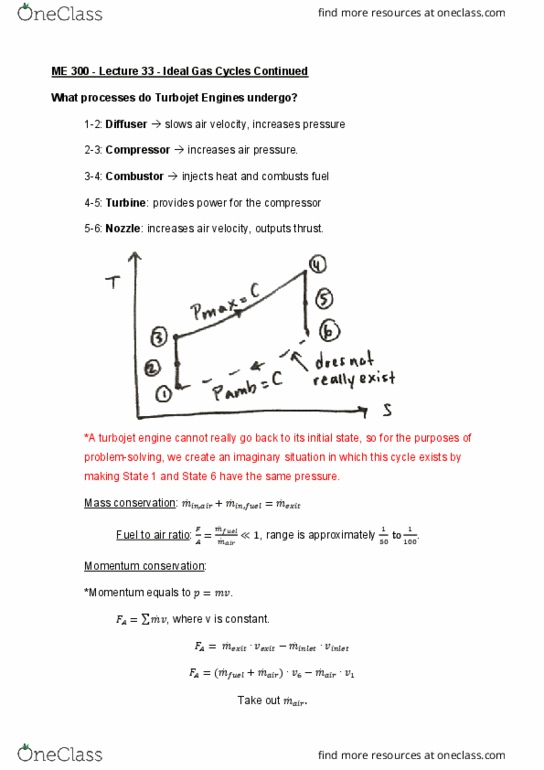 METEO 300 Lecture Notes - Lecture 33: Propulsive Efficiency, Combustor, Conservation Of Mass thumbnail
