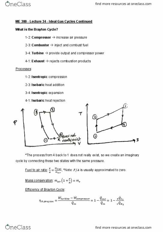 METEO 300 Lecture Notes - Lecture 34: Brayton Cycle, Combustor, Isentropic Process thumbnail