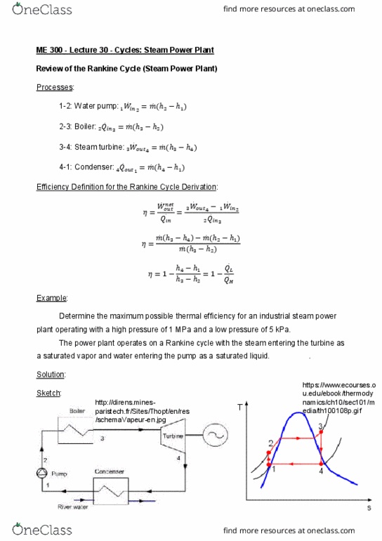 METEO 300 Lecture Notes - Lecture 30: Steam Turbine, Rankine Cycle, Thermal Efficiency thumbnail