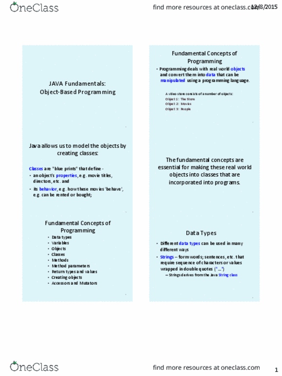 ITEC 1620 Chapter Notes - Chapter 2: String Literal, Substring, Camel Case thumbnail