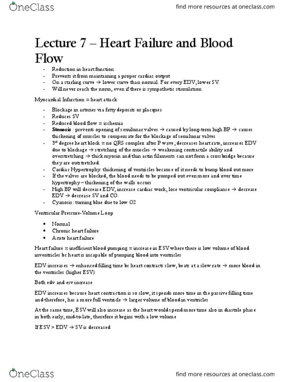 BIOC34H3 Lecture Notes - Lecture 7: Heart Valve, Pulmonary Vein, Cardiac Output thumbnail