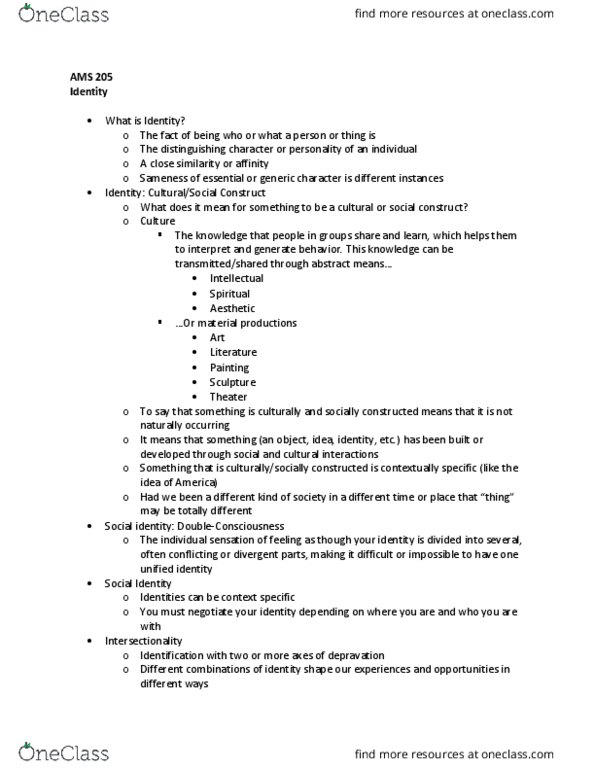 AMS 205 Lecture Notes - Lecture 3: Intersectionality thumbnail