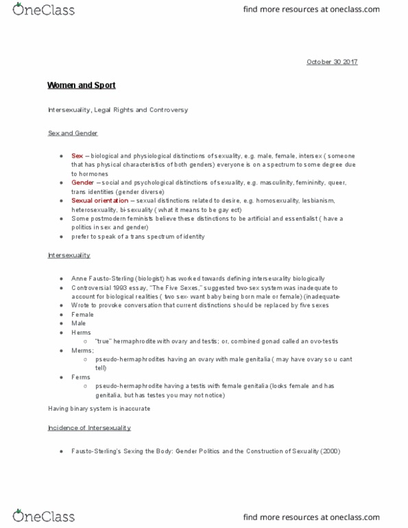 WS100 Lecture Notes - Lecture 11: Leonard Sax, Chromosome Abnormality, Cleft Lip And Cleft Palate thumbnail