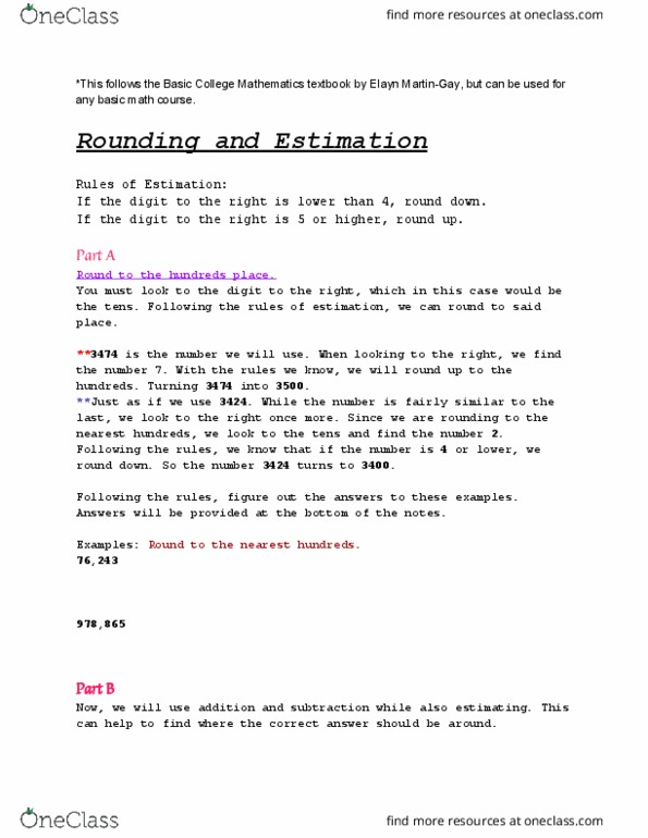 MATH 097 Chapter 1: Rounding And Estimation thumbnail