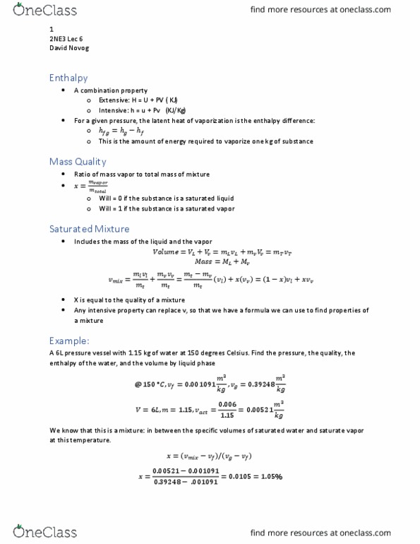 ENGPHYS 2NE3 Lecture 6: Enthalpy, Quality, and Water Properties thumbnail