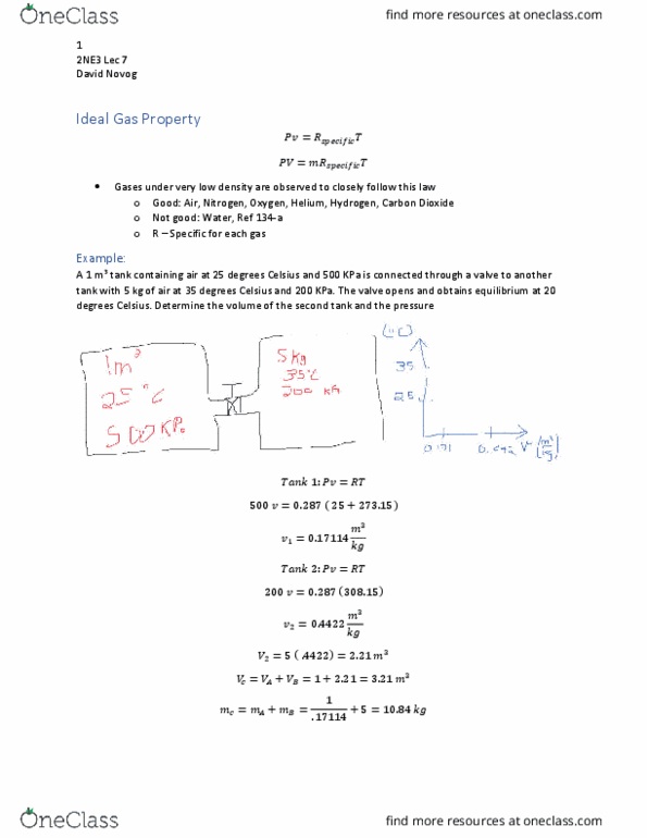 ENGPHYS 2NE3 Lecture Notes - Lecture 7: Heat Capacity, Water Vapor, Specific Volume thumbnail