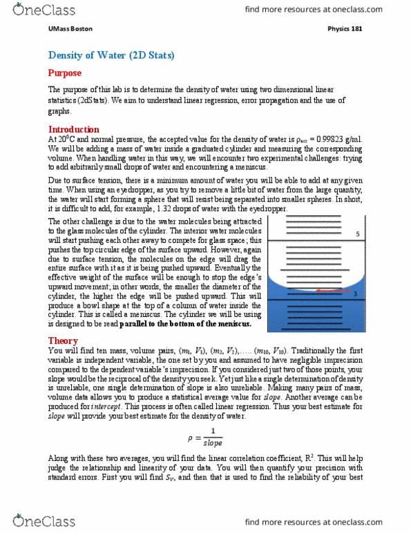 PHYSIC 181 Lecture Notes - Lecture 11: Graduated Cylinder, Propagation Of Uncertainty, Tap Water thumbnail