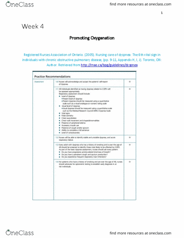 Nursing 2230A/B Lecture Notes - Lecture 4: Chronic Obstructive Pulmonary Disease, Inhalant, Shortness Of Breath thumbnail