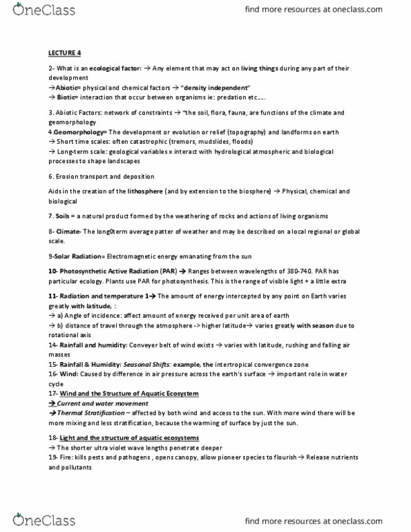 BIOL350 Lecture Notes - Lecture 4: Intertropical Convergence Zone, Geomorphology, Environmental Factor thumbnail