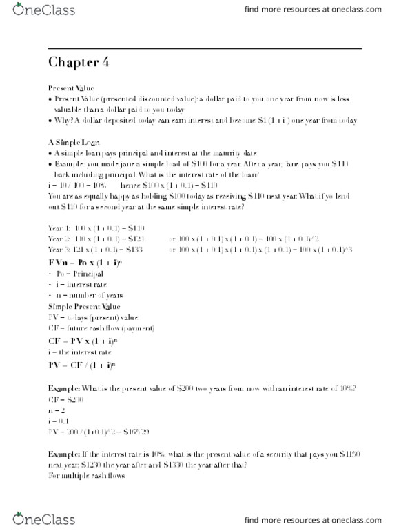 ECON308 Lecture Notes - Lecture 4: Zero-Coupon Bond, Interest, Current Yield thumbnail