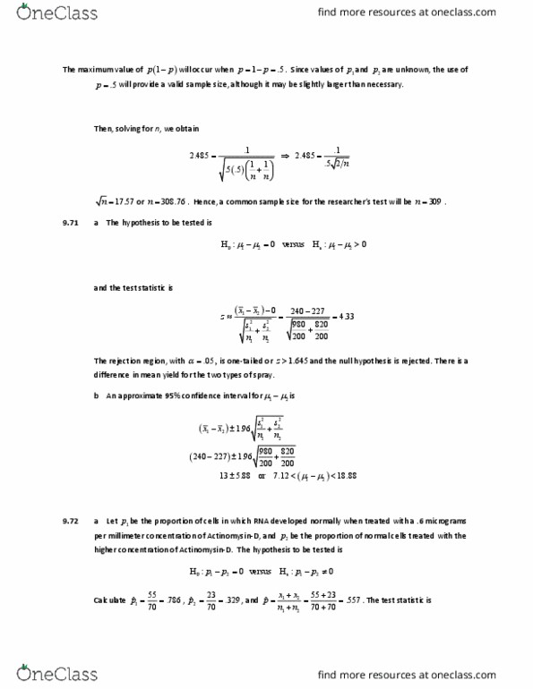 STAT 245 Lecture Notes - Lecture 49: Null Hypothesis, Test Statistic, Confidence Interval thumbnail