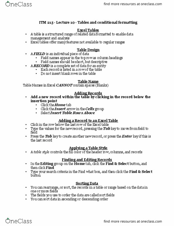 B ITM 215 Information Lecture Notes - Lecture 10: Tab Key, Bottom 10 thumbnail