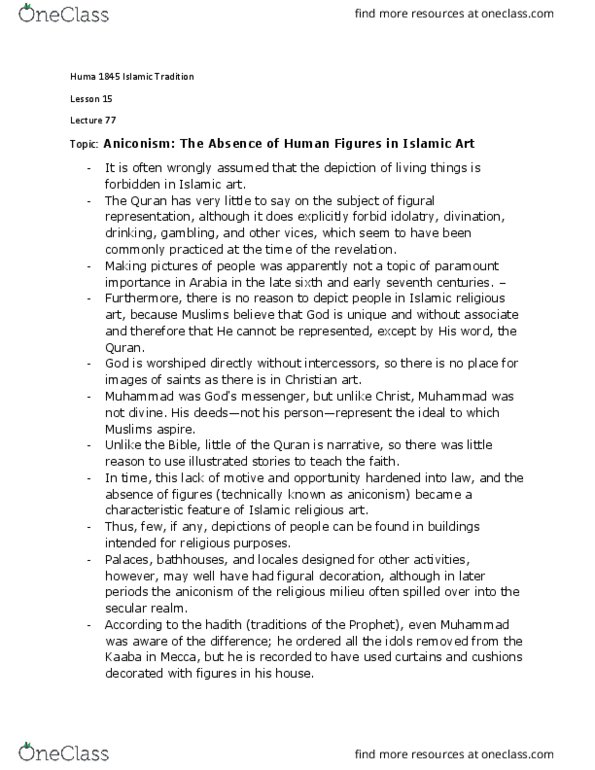 HUMA 1845 Lecture Notes - Lecture 77: Christian Art, Cornucopia, Kaaba thumbnail