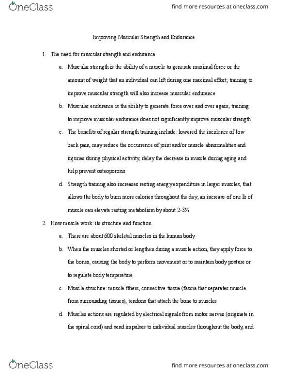 KIN 301 Lecture Notes - Lecture 4: Neuromuscular Junction, Myocyte, Motor Unit thumbnail