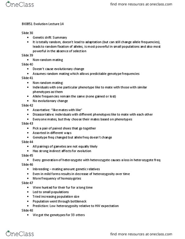 BIOB51H3 Lecture Notes - Lecture 14: Genotype Frequency, Allele Frequency, Zygosity thumbnail