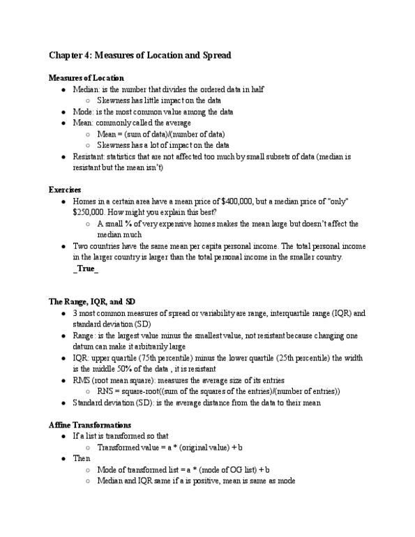 STAT W21 Chapter 4: Chapter 4_ Measures of Location and Spread thumbnail