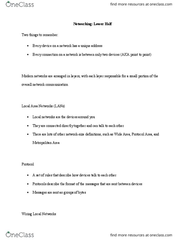 CAS CS 101 Lecture Notes - Lecture 5: Local Area Network, Token Ring thumbnail