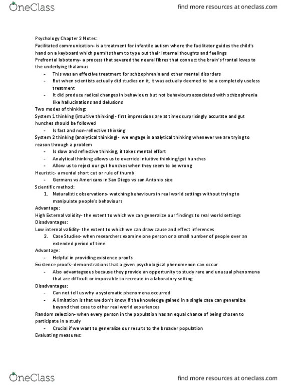 PSY 102 Chapter Notes - Chapter 2: Facilitated Communication, Internal Validity, External Validity thumbnail