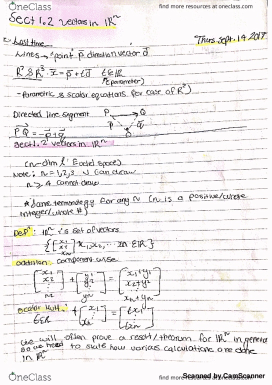 MA122 Lecture 3: section 1.2: Vectors in R^n thumbnail