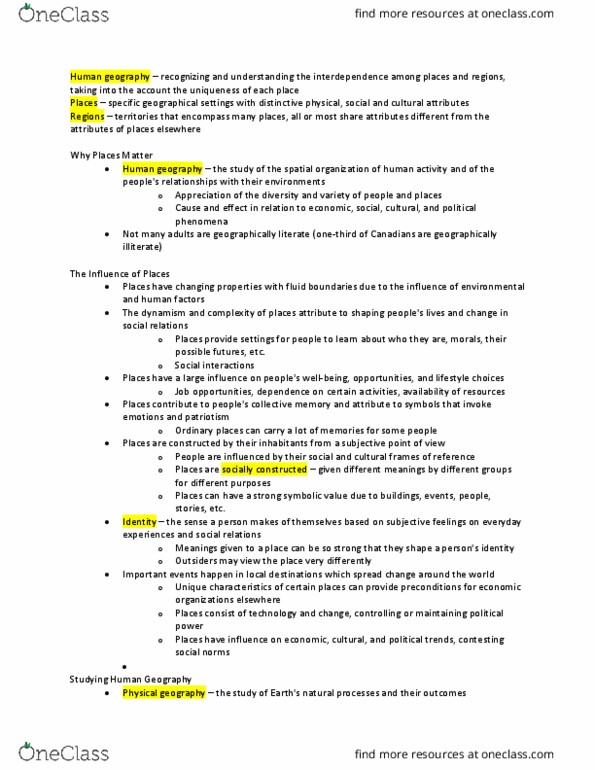 GEOG101 Chapter Notes - Chapter 1: Contour Line, Remote Sensing, Map Projection thumbnail